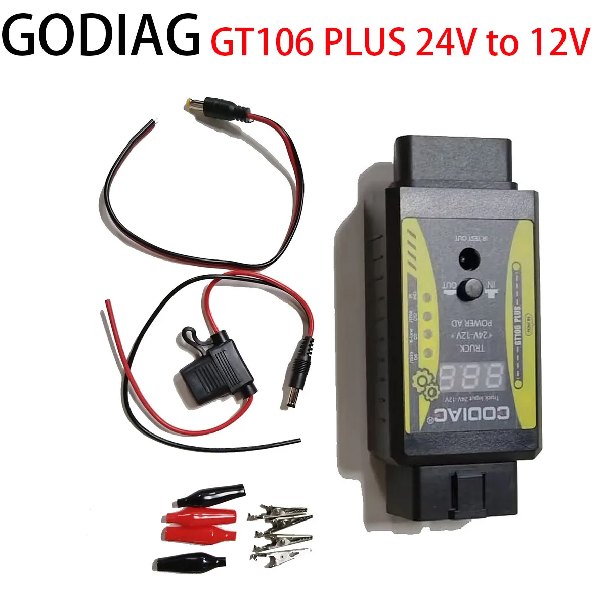 Godiag GT106 Plus 24V to 12V for X431 easydiag Heavy Duty Truck Adapter Fuel Injector Cleaning Testing Relay Testing
