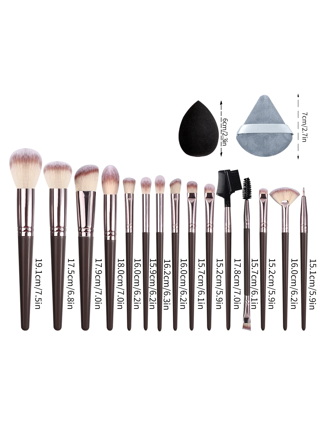 تتضمن مجموعة فرش المكياج الراقية المكونة من 19 قطعة فرشاة مكياج ناعمة للوجه ومنفخة مسحوق إسفنجة مكياج جافة ورطبة مزدوجة الأغراض