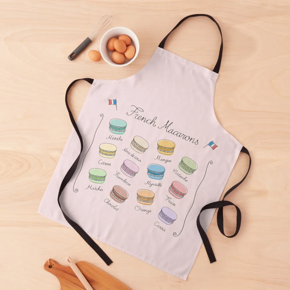 

French Macarons on Misty Rose Apron chef kitchen clothes aesthetic apron woman useful things for home