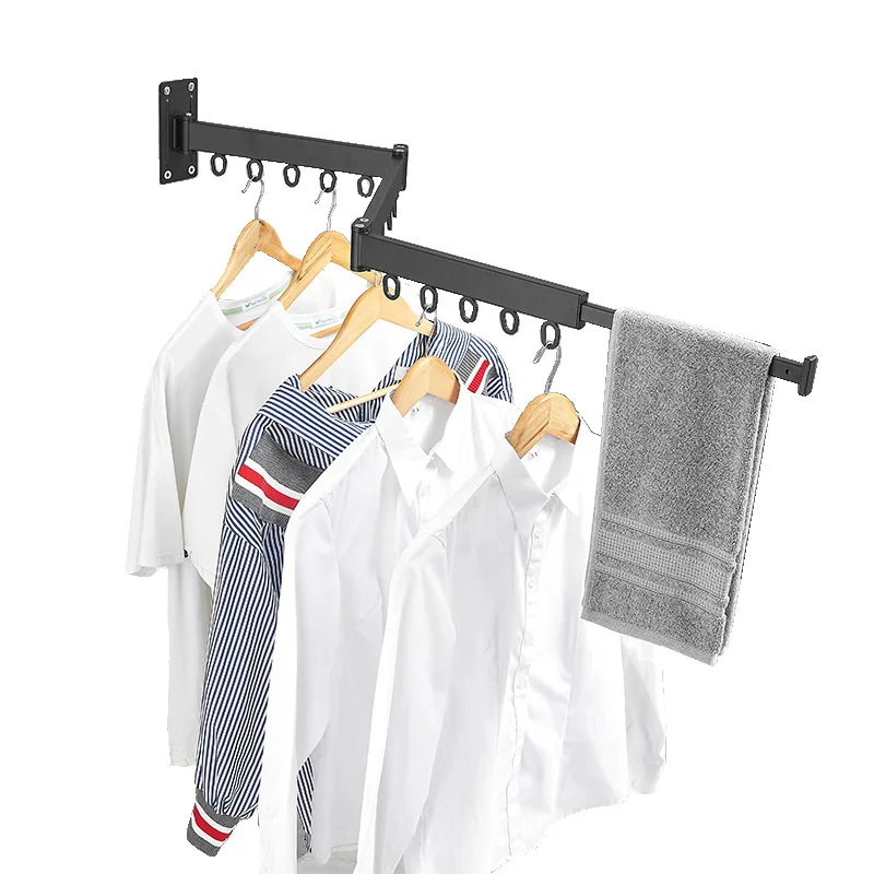 

2pcs Modern Foldable Drying Rack Clothes Retractable Balcony Clothes Drying Rack Black Drying Rack For Clothes