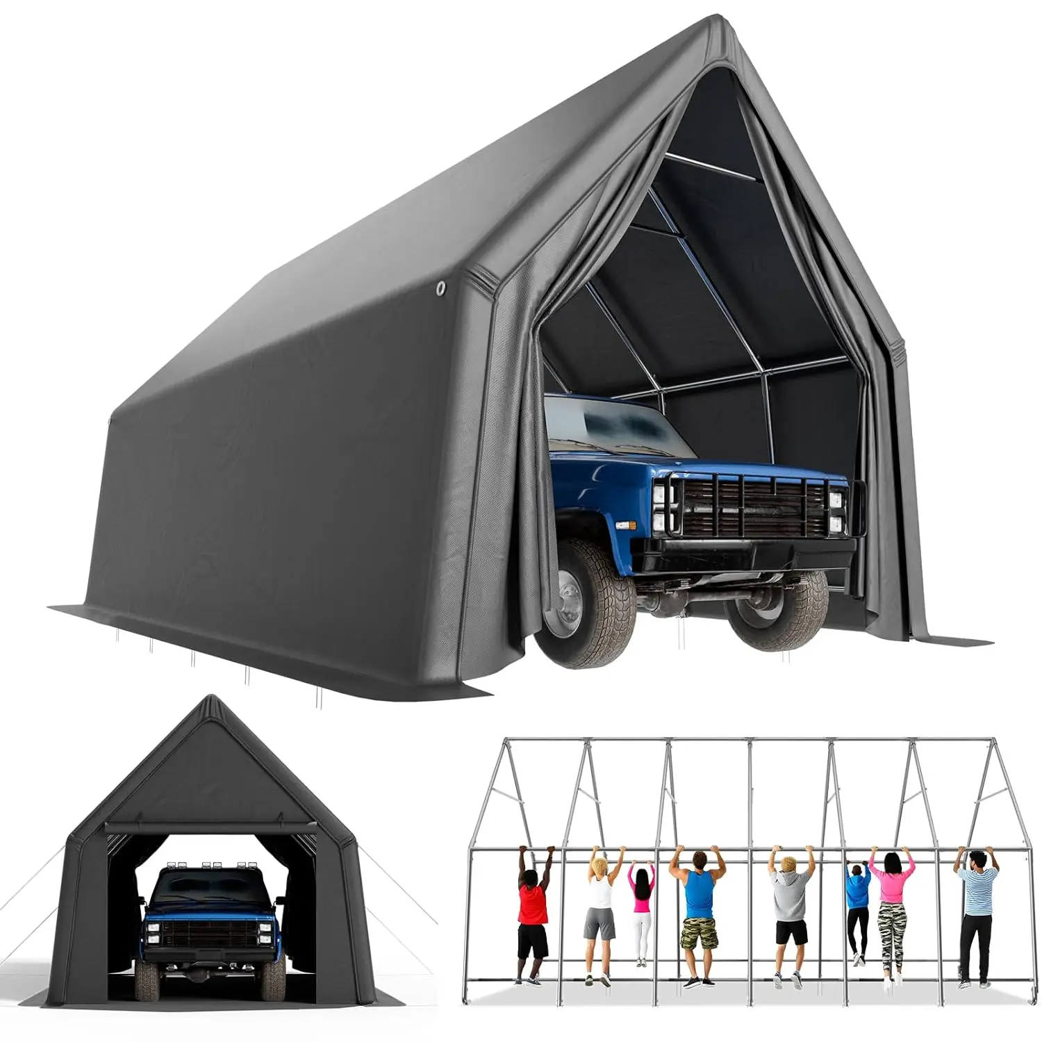 

Portable Garage, 13 x 24 FT Heavy Duty RV Carport Canopy, Reinforced Steel A-Frame Truck Ports, Weatherproof, Customized