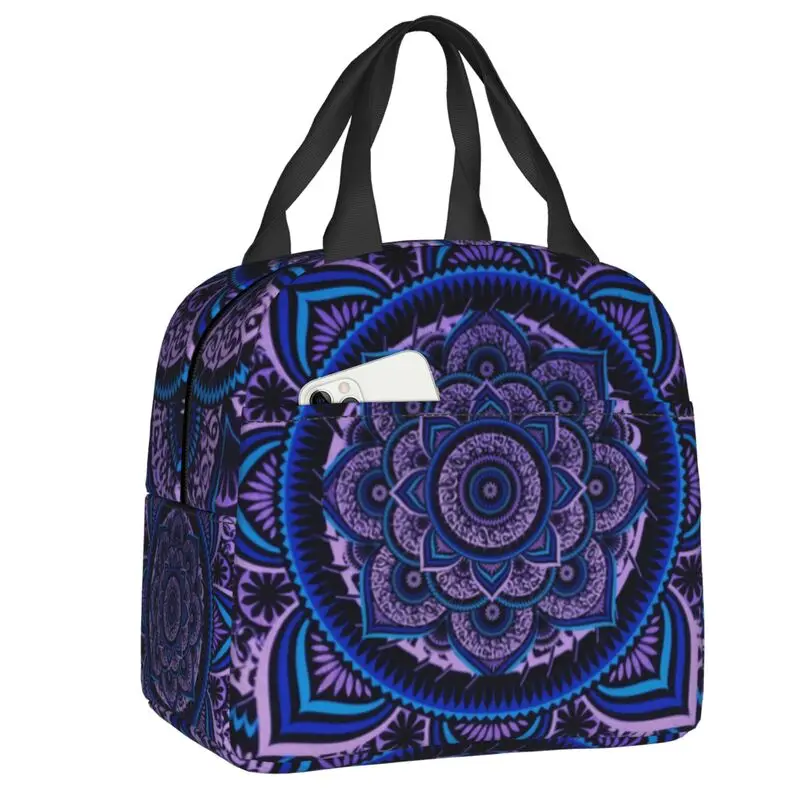 Custom Poetics Mandala Lunch Bag Men Women Boho Thermal Cooler Insulated Lunch Boxes for Children School