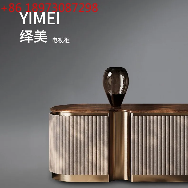 

Итальянский минималистичный натуральный роскошный каменный шкаф для телевизора, бытовой высококачественный черный орех