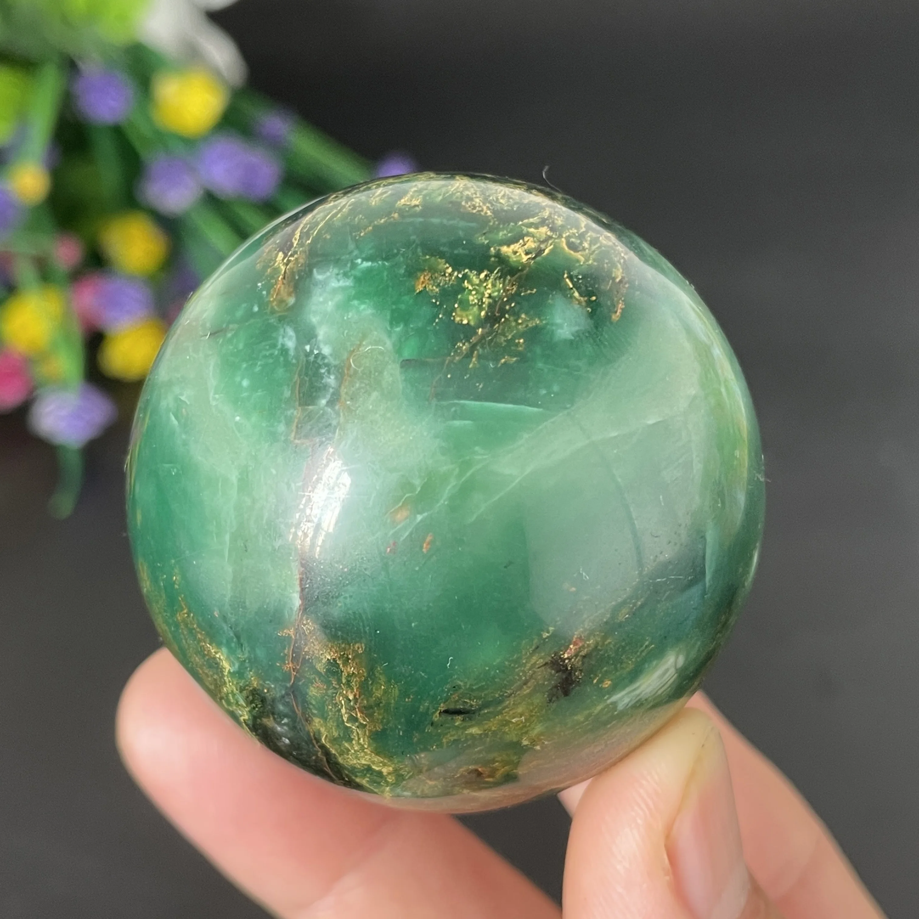 Natural Raw Gemstone Emerald Crystal Sphere Polished Green Quartz Ball Home Decoration Gift Reiki Healing Stone G1-10