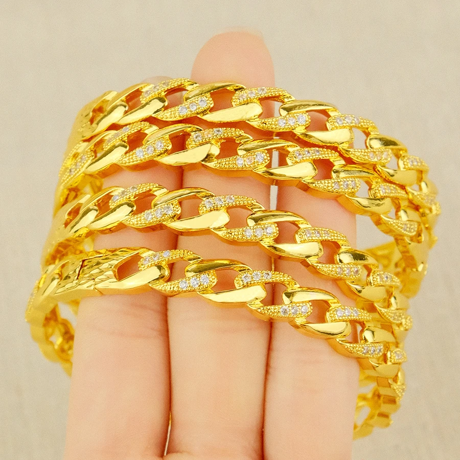 Dubai Women\'s Bracelet Gold Plated Indian African Hard Bracelet Charming Wedding Ethiopia Arab Handmade Jewelry Luxury