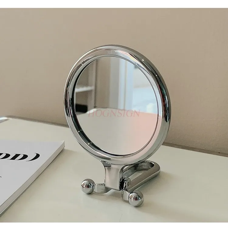 

Small mirror portable household desktop handheld double-sided makeup mirror foldable makeup handle mirror