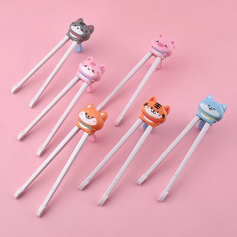 1 Pair Baby Kids Training Tableware Food Sticks Cartoon Animal Chopsticks For Children Cute Cat Elementary Learning Chopstick