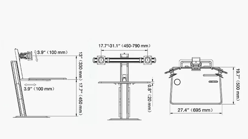 Dual screen stand up display, lifting table, computer desk, office desk, desk top, elevated stand