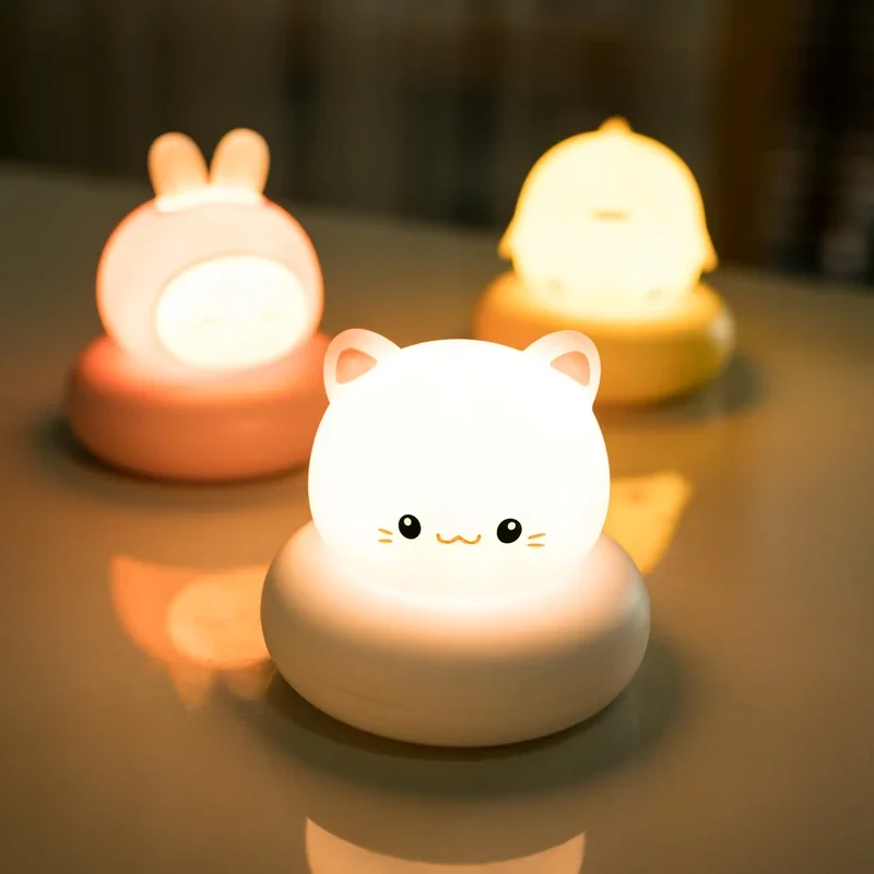 Veilleuse USB mignonne pour enfants, lampe à LED de dessin animé, ours, lapin, bébé, maison, chambre d'enfant, cadeau de Noël