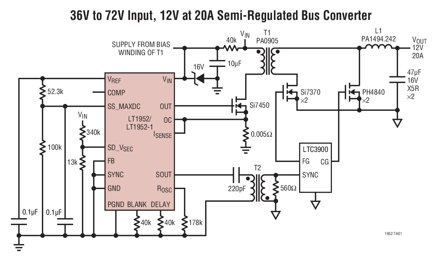 LT1952 LT1952EGN-1 LT1952IGN-1 LT1952EGN LT1952IGN LT1952 - สวิตช์เดี่ยวตัวควบคุมไปข้างหน้าแบบซิงโครนัส