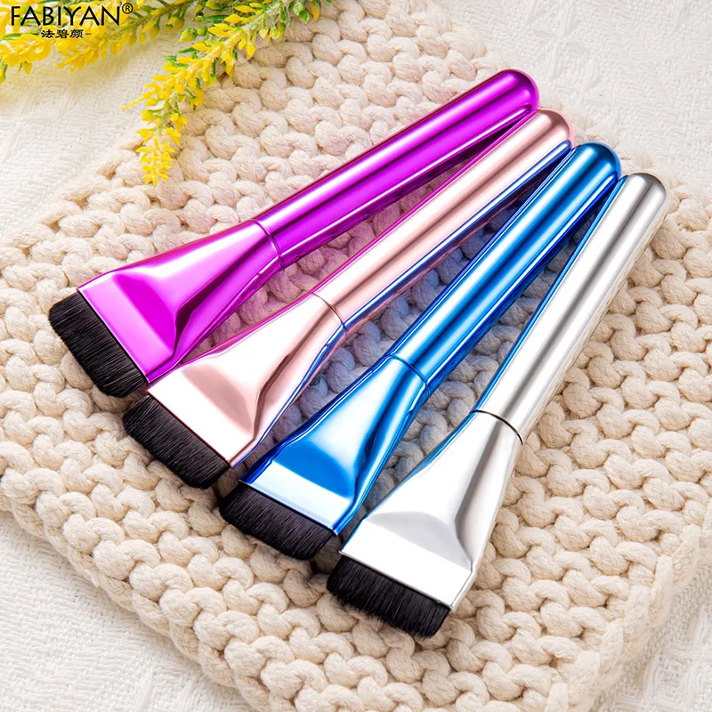 Brocha para base ultrafina, brochas de maquillaje de cabeza plana, brocha para máscara, crema de base mixta, brocha para contorno de rostro para mujer