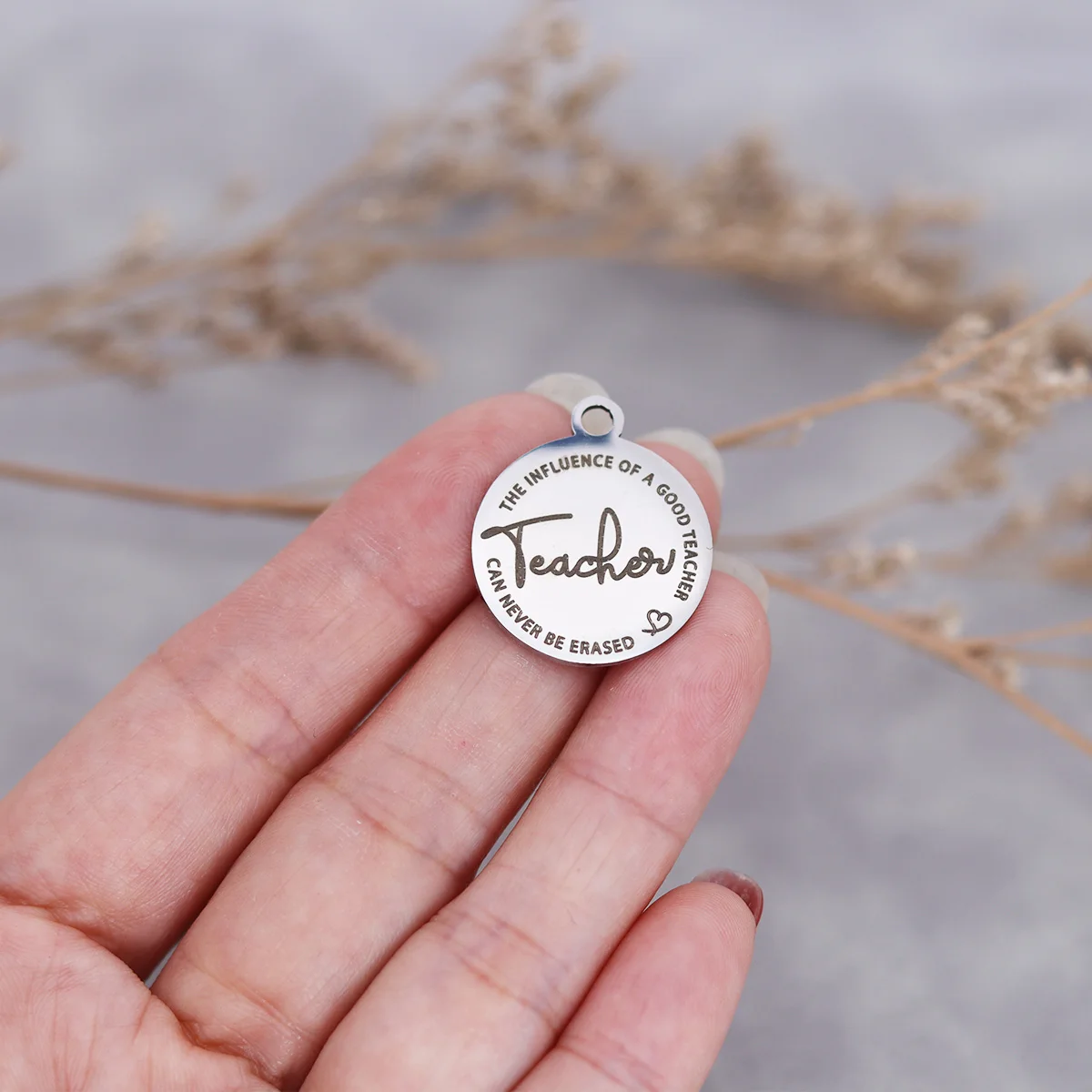 3Pcs/lot The Influence of A Good Teacher Can Never Be Erased Laser Engraved Stainless Steel Charm For Jewelry Making Diy