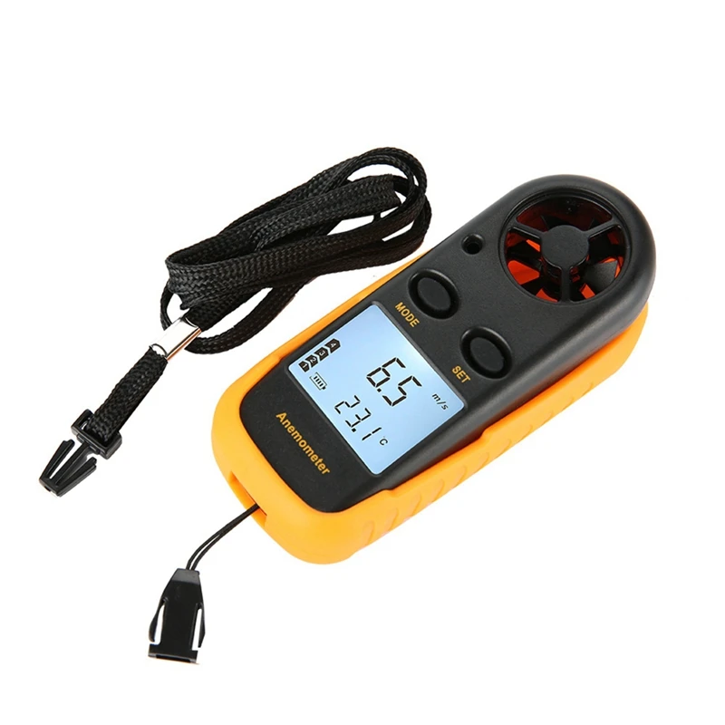 Industrial Agriculture Digital Anemometer Backlight Display Five Types Of Wind Speed Units Yellow&Black 1 Piece