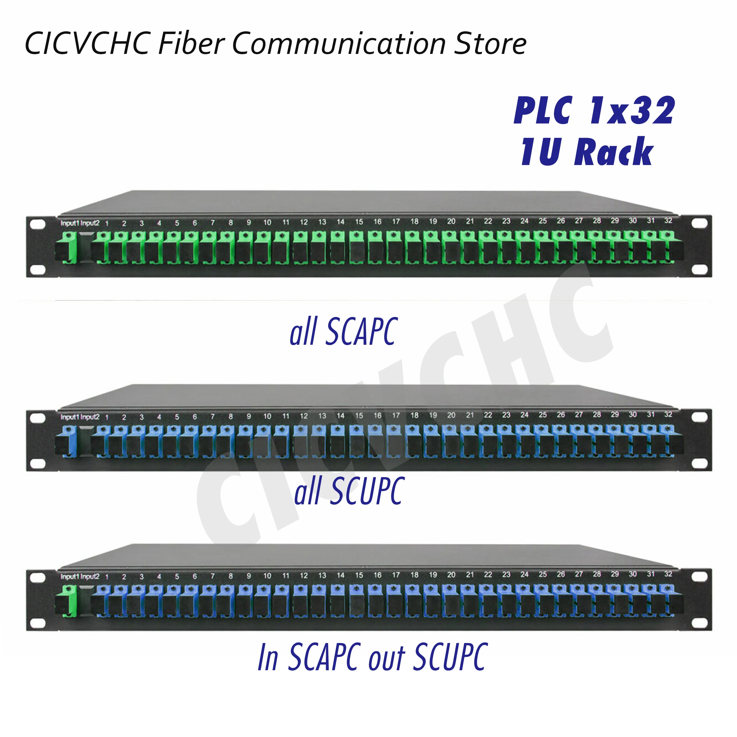 PLC Optical Splitter 1×32, 2x32 Module 19-in Rack Mount ODF 1U Single Mode Fiber with SC Connector