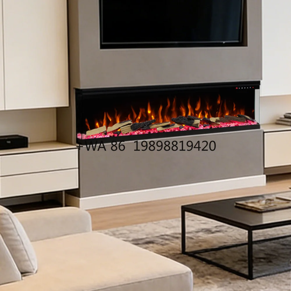 

Декоративный электрический камин с LED-эффектом пламени, трехсторонний электрический обогреватель для гостиной
