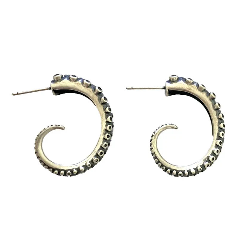 Retro Style Octopus Tentacle Claw Tail Half Hoop Stud Earrings For Man Women Punk Gothic