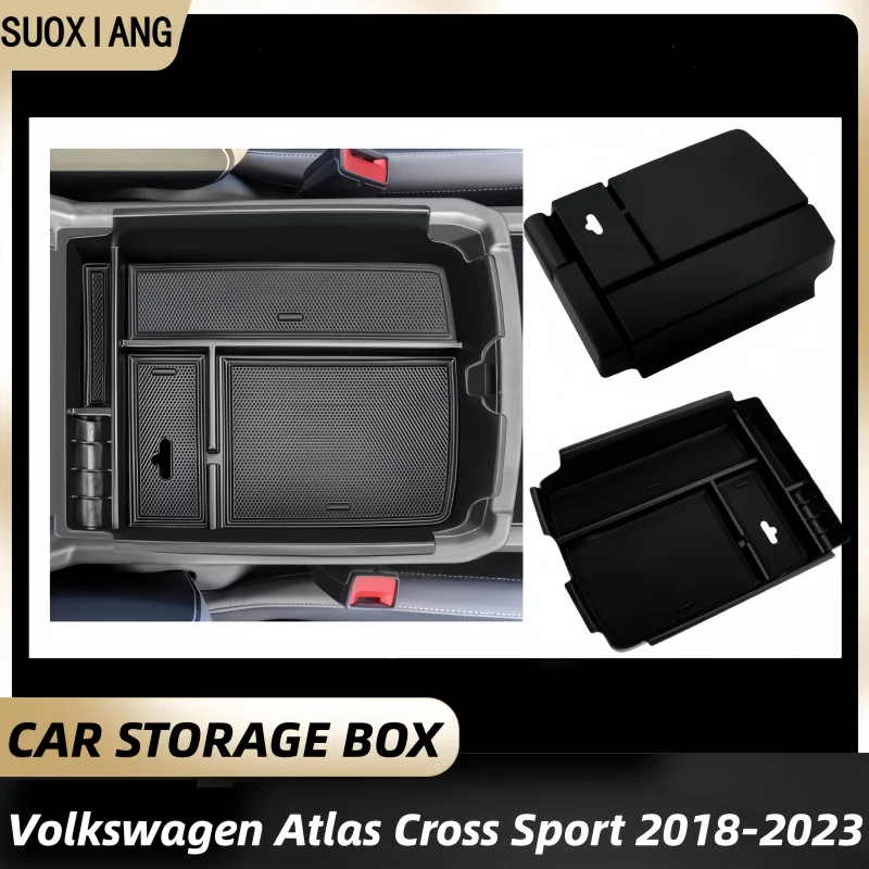 

Car Armrest Center Storage Box Center Console Tray Organizer Case For Volkswagen VW Atlas/Teramont 2018-2020 Accessories