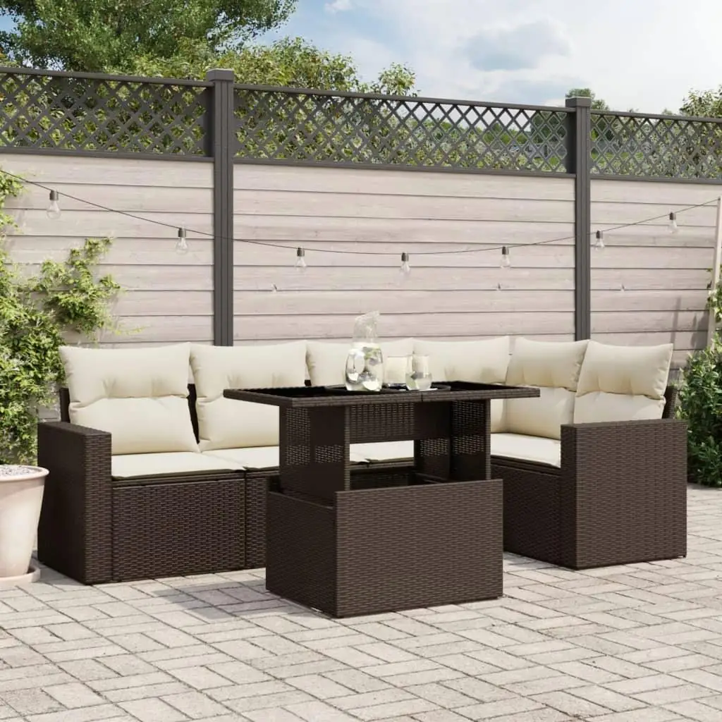 

Garden Sofa Set Brown Cream White Outdoor Furniture Comfortable Lounge Seating Stylish Patio Decor