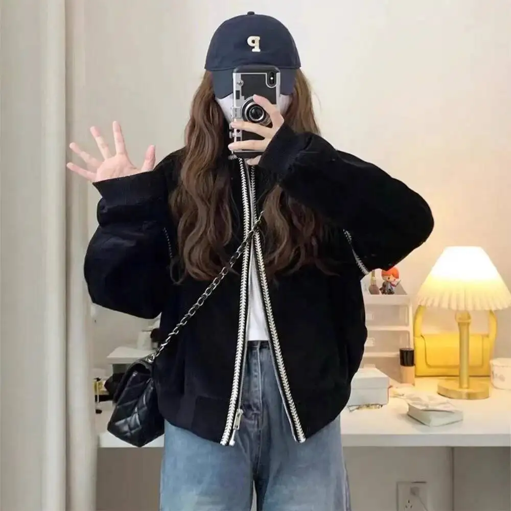 

Chic Small Fragrance Style Women's Baseball Jacket Thin Autumn Winter New Arrival Casual High-End Feeling Loose Fit Coat