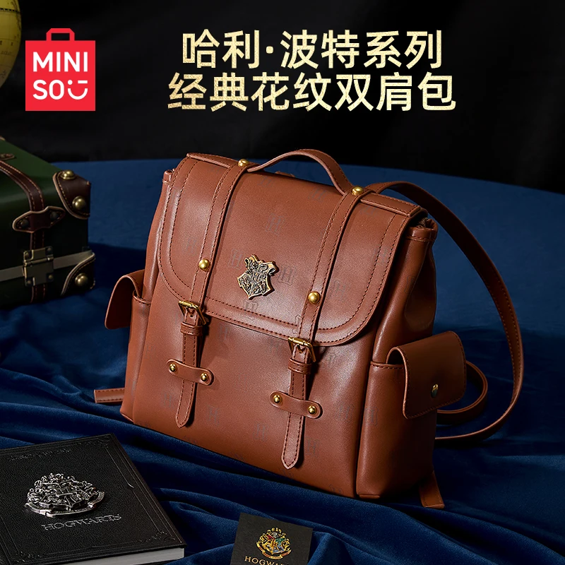 The MINISO Harry Potter Classic Pattern Backpack Carries A Large Capacity Commuter Christmas Gift Kawaii Anime