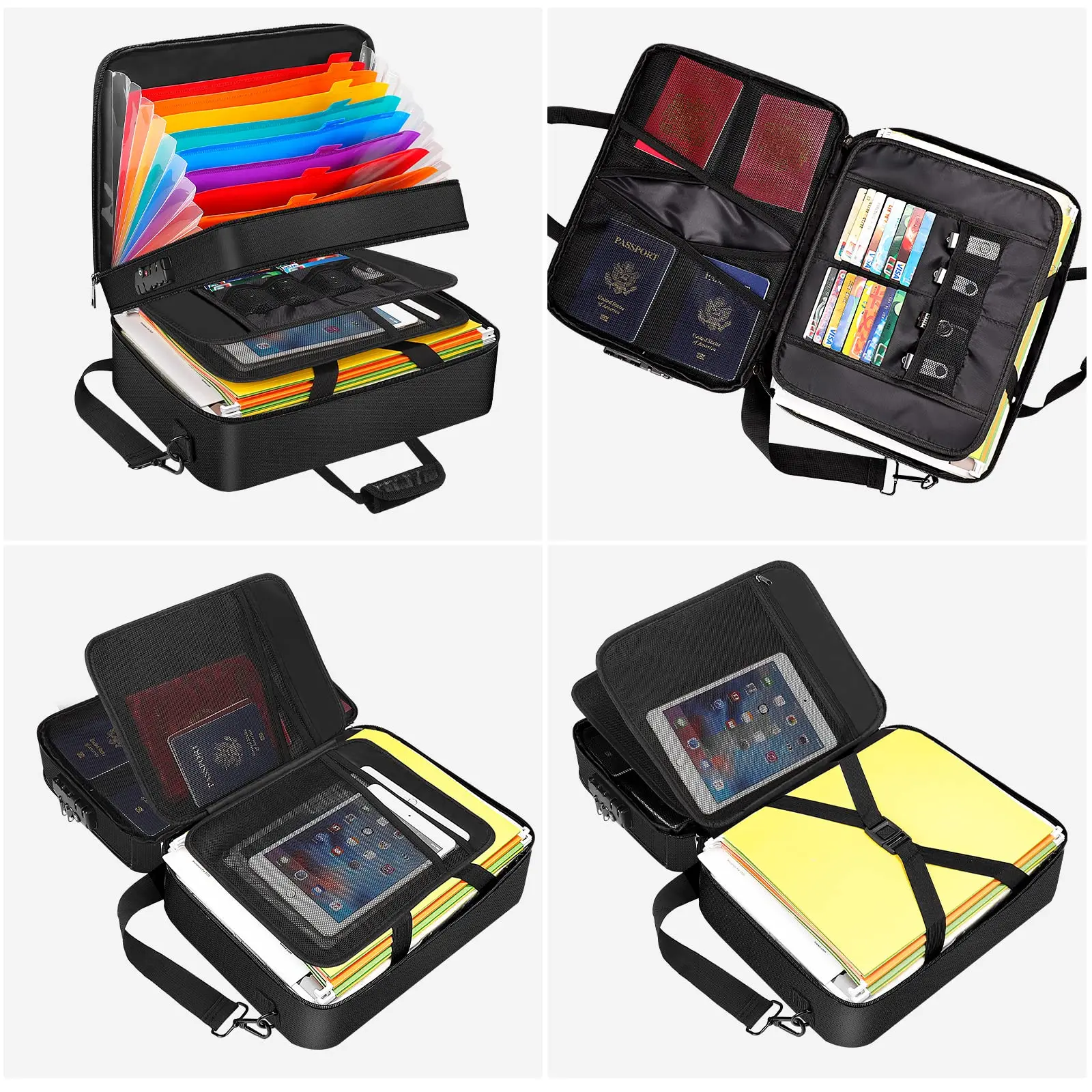 Fireproof Waterproof MultiLayered Portable File Storage Expandable Zipper File Folder File Security Cassette with Labels