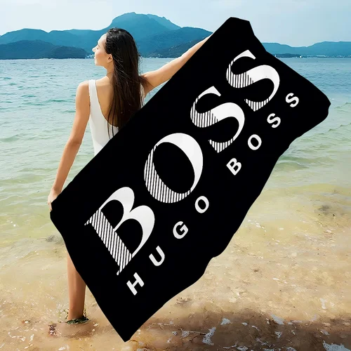 H-Hugo Boss Logol 애니메이션 비치 수영 타올 부드러운 흡수성 수건 어린이를위한 어린이 선물 여행 캠핑 체육관 