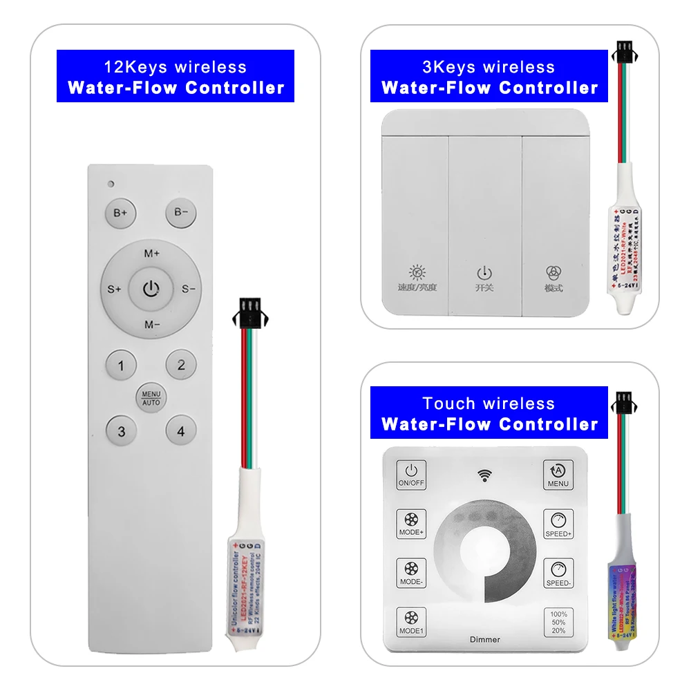 WS2811 COB LED Strip Running Water Light 360LEDs/m High Density Flexible DC24V Backflow Horse Race Lamp Wireless Controller
