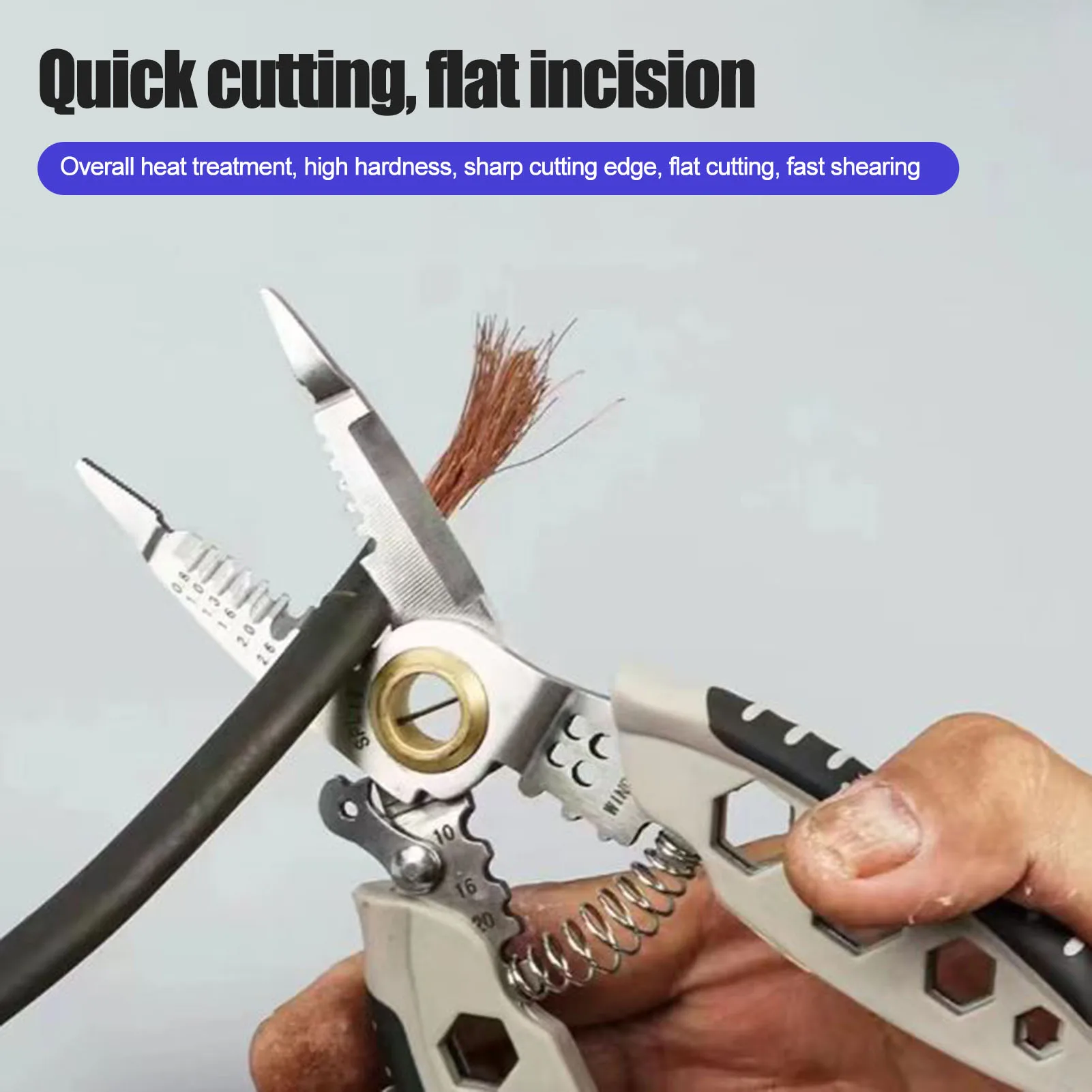 Multipurpose Wire Stripper High Density Professional Crimping Tool Wrench Function Stripping Cutting Crimping Splitting Tool