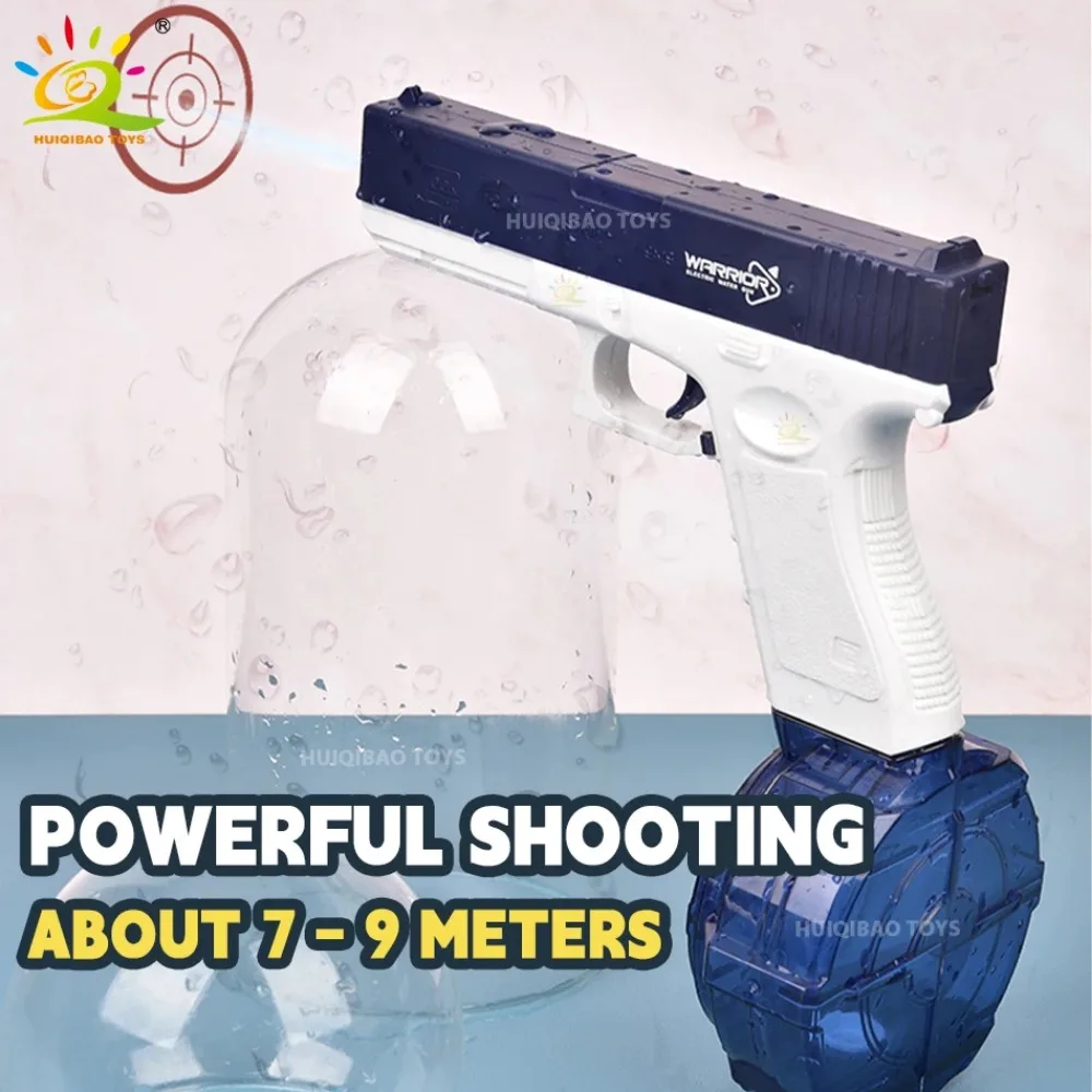 HUIQIBAO Water Gun Electric Glock Pistol Shooting Game Fun Firing Summer Outdoor Beach Fight Fantasy Toys for Children Boys Gift