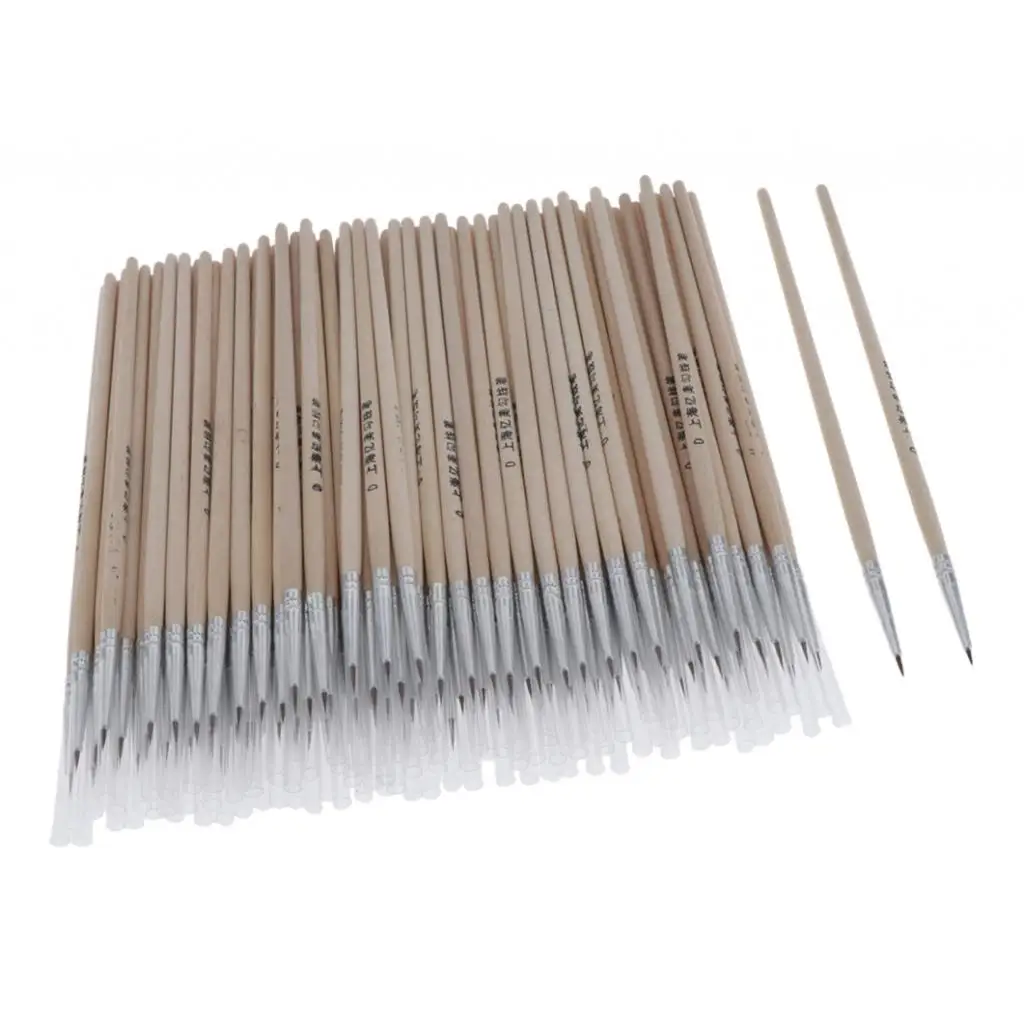 Wooden Pointed Tips Brush Set Nylon Bristle Art Pen Painting Tool for Watercolor Acrylic Oil Miniatures