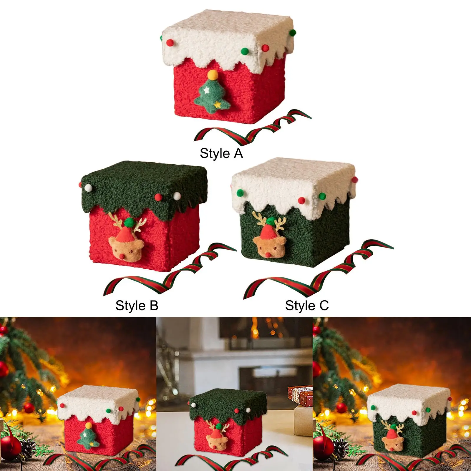 Caja de regalo de noche de Navidad con soporte de tapa DIY para galletas de fiesta temática navideña