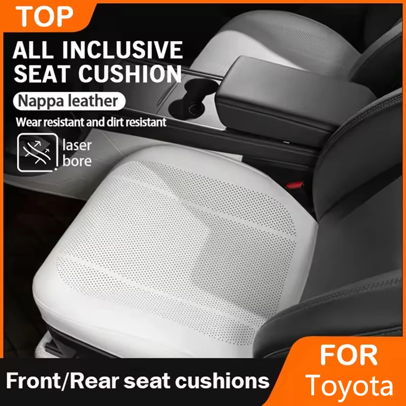

For Toyota Sequoia XK60 SR5 TRD FJ GR Car Cushion Nappa Leather Breathable Protector Mat Summer Non-slip Car Seat Pad Cushion