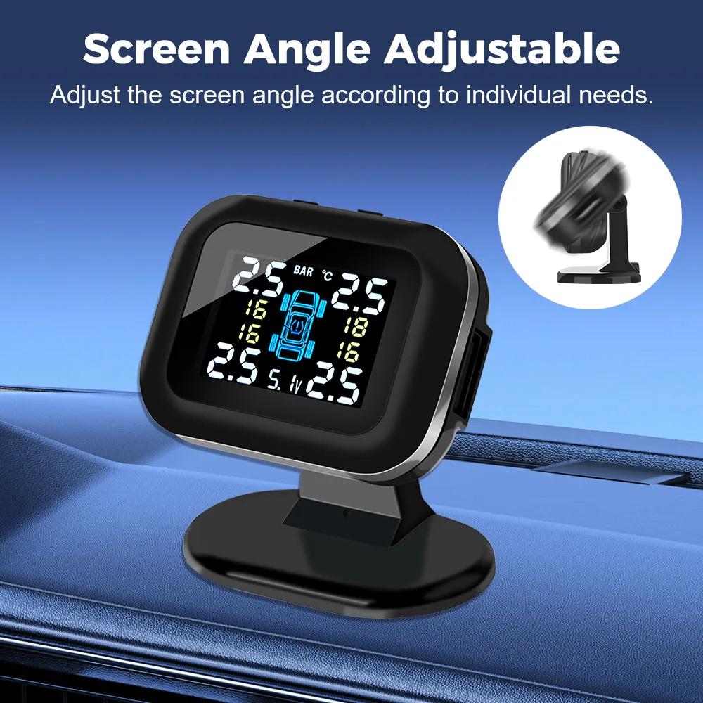Picture 7: Mini Car Tire Pressure Monitoring System Auto Security Alarm Systems LCD Display With 4 Pcs External Sensor USB TPMS