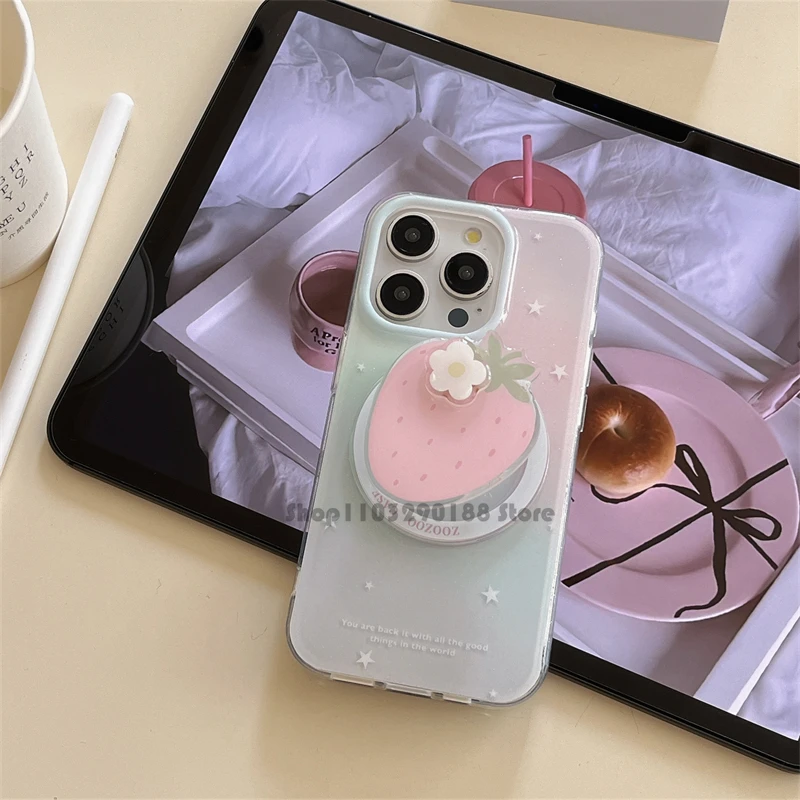 Supporto magnetico coreano carino fiore fragola impugnatura per telefono Tok Griptok supporto per telefono supporto per iPhone Pad Magsafe Smart Tok