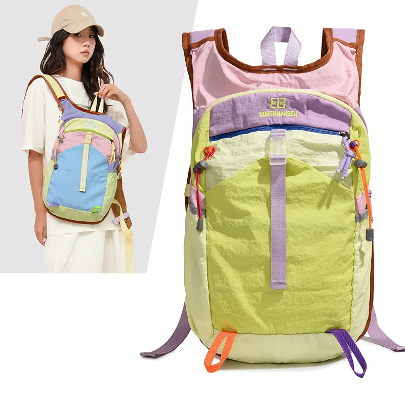 حقيبة ظهر من النايلون المربوط بالألوان، حقيبة ظهر مضادة للماء لركوب الدوبامين الشباب، حقيبة يد خفيفة الوزن ذات سعة كبيرة