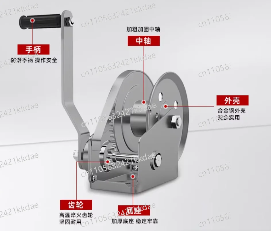 Small Household Winch Manual Winch Lifting Tractor 304 Stainless Steel Two-way Self-locking