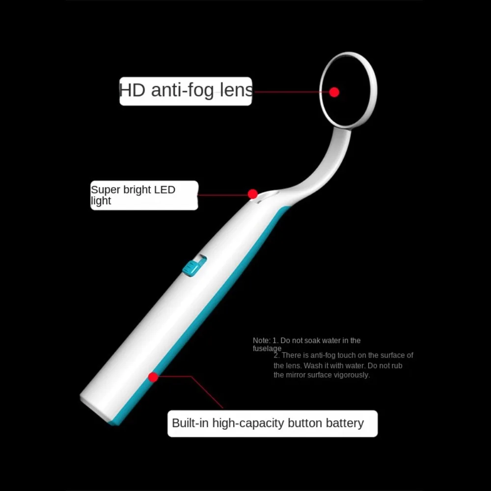 Super Bright Tooth Check Mirror, Verificação Oral, Espelho Dental com Luz, Boca, Anti Fog, Iluminação