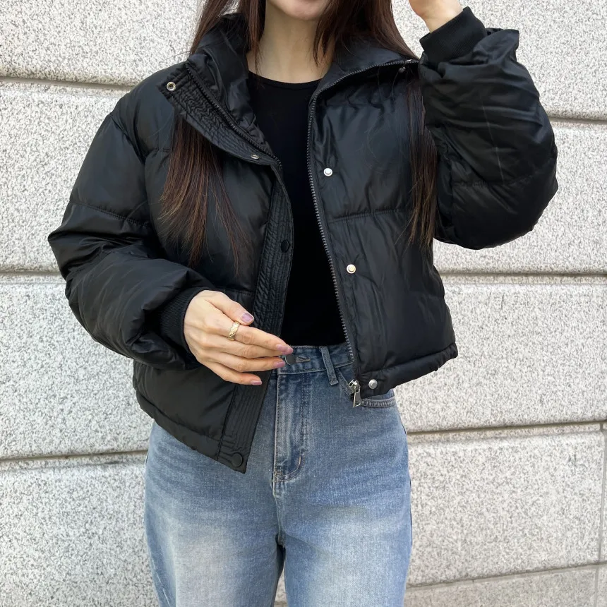 

Женская утепленная куртка-пуховик из искусственной кожи с воротником-стойкой, свободного кроя, в стиле ретро, коллекция ранняя весна 2026, для повседневной носки