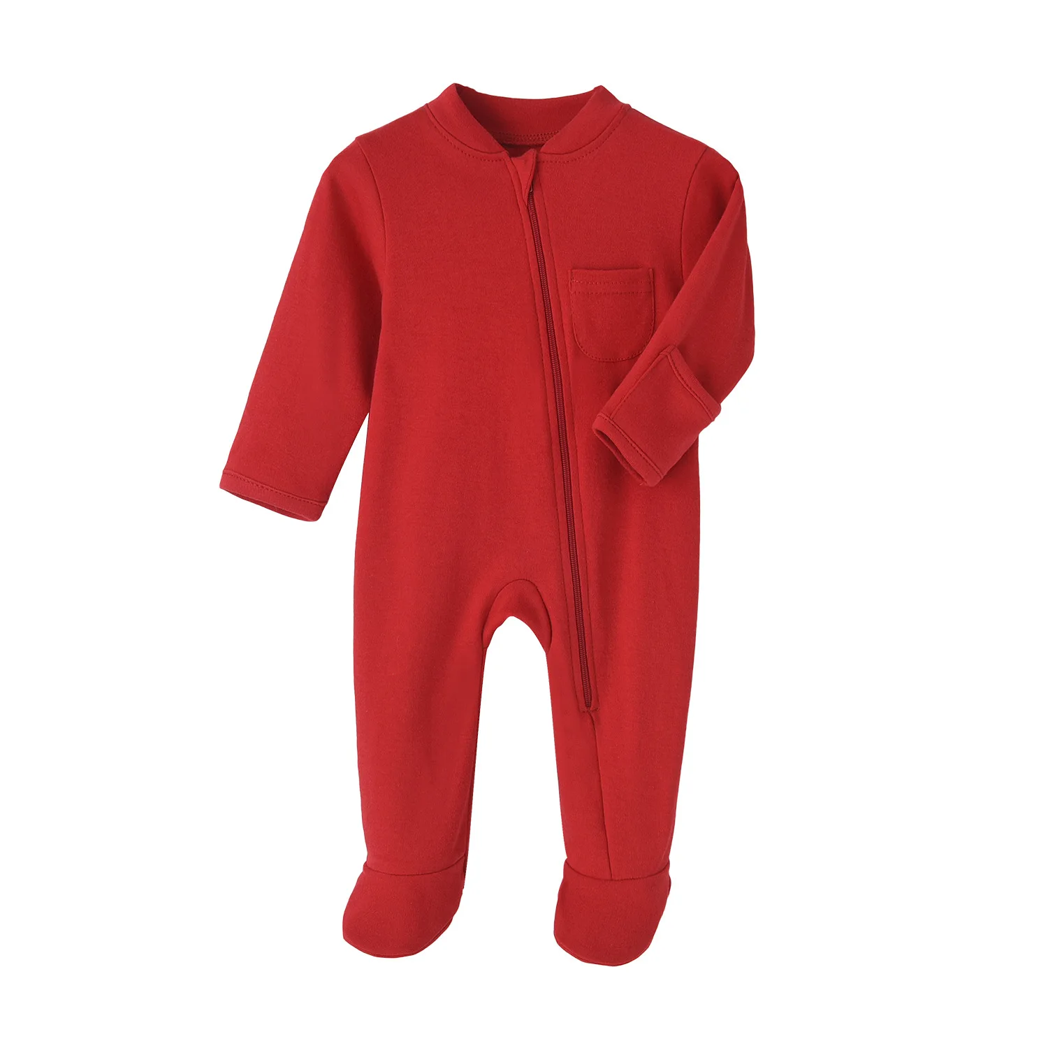 Baby Jumpsuit Spring and Autumn Zipper Foot Newborn Baby Jumpsuit Infant Clothing Romper Solid Color 100 Cotton Long Sleeve