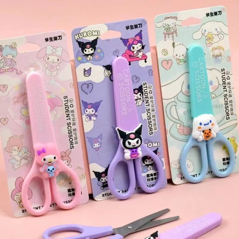 Sanrio My Melody Kuromi Cartoon Cute Portable Handmade Scissors Protective Cover Student Dormitory Account Cutting Utility Knife