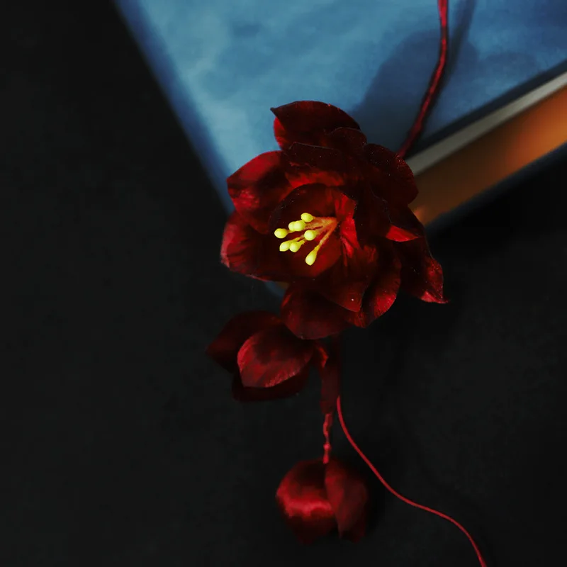 

Handmade Real Silk Velvet Flower Soft Hairpin New Chinese Style Accessories Retro Cheongsam Headdress Han Clothing