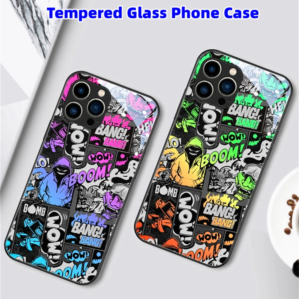 

Popular Graffiti Style Led Light Phone Case Call Flash Glitter Cover For Samsung S25 S24 S23 S22 S21 S20 FE Note 20 Plus Ultra