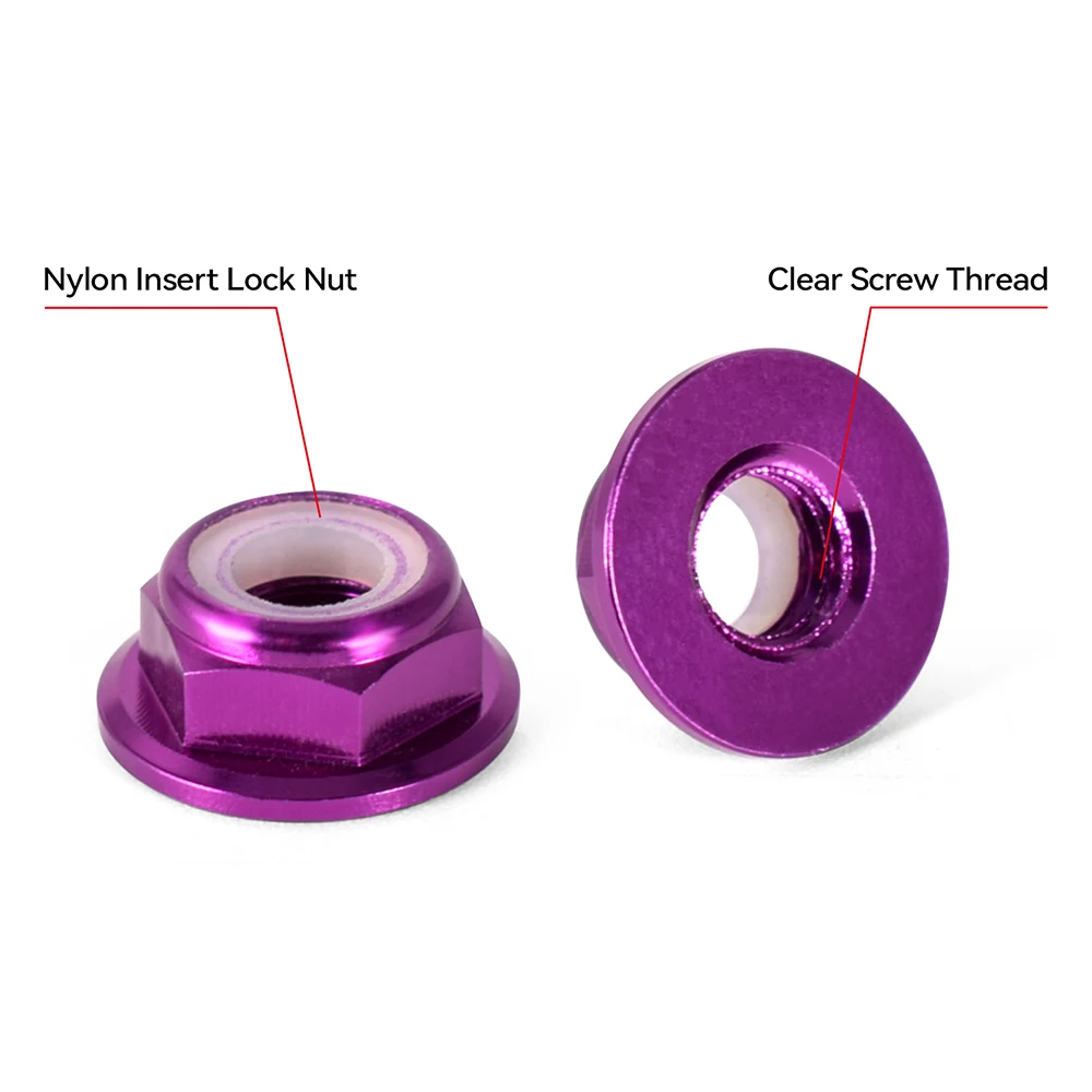 12pcs M5 Motor Screw Nuts Aluminum Alloy CW CCW Flange Nylon Insert Self-Locking Lock Nuts for RC FPV Racing Drone