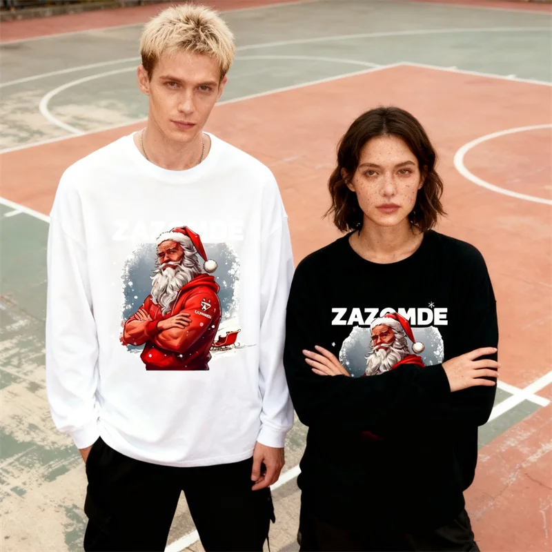تي شيرت بأكمام طويلة مطبوع عليه سانتا مستوحى من عيد الميلاد القبيح نمط جديد مضحك 100 قطن للحفلات التنكرية وتبادل الهدايا
