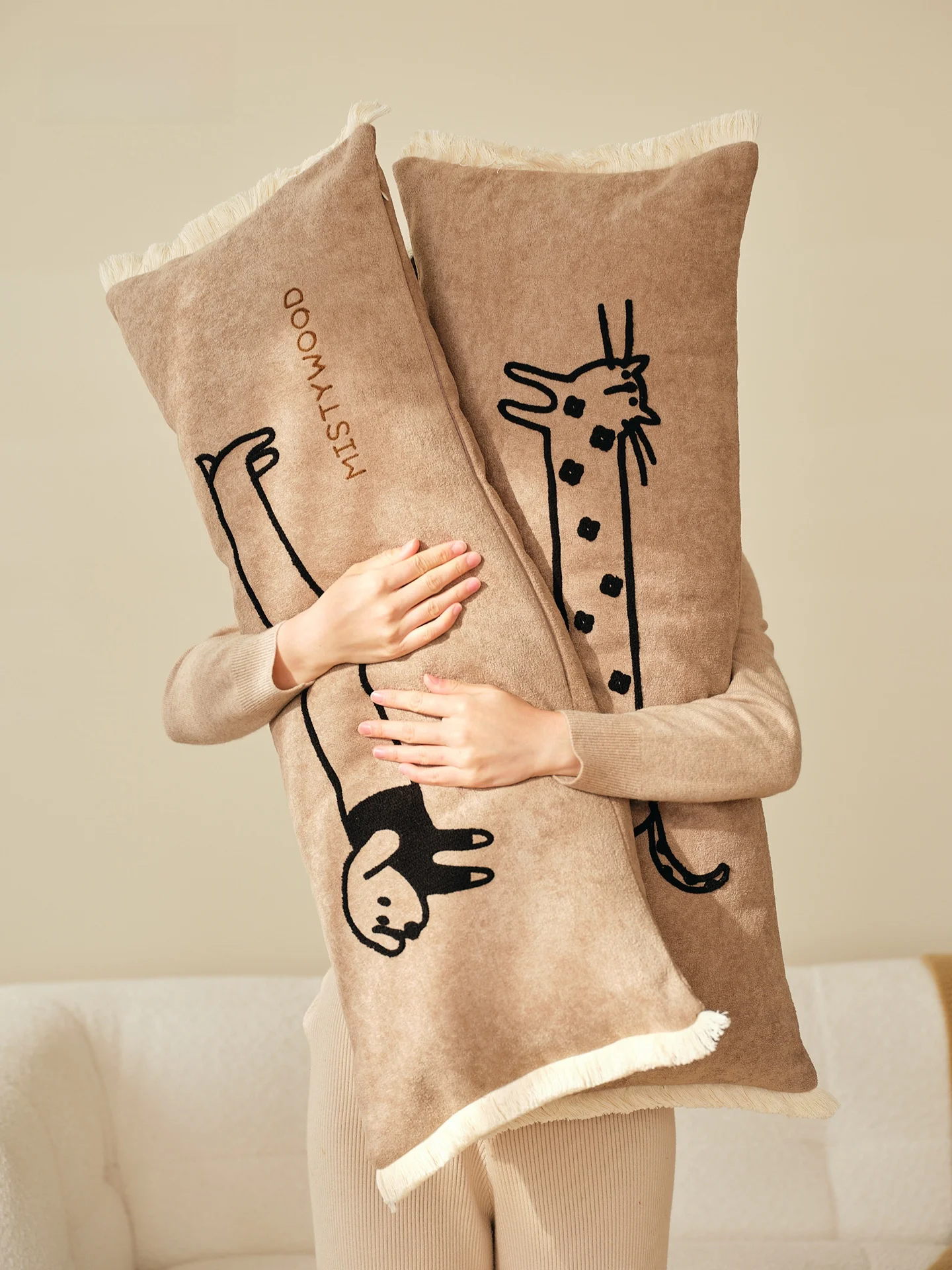 

Милая длинная подушка оригинального дизайна для собак, подушка-софа, мягкая, из полиэфирного волокна, с высокоэластичным хлопковым наполнителем, со съемным чехлом