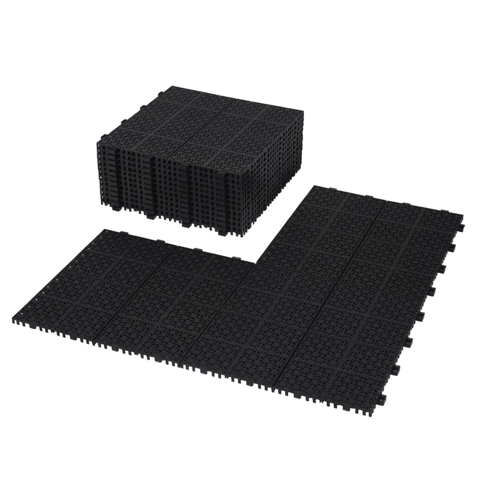 

12 x 12 Inch Black Interlocking Deck Tiles Plastic Waterproof Outdoor All