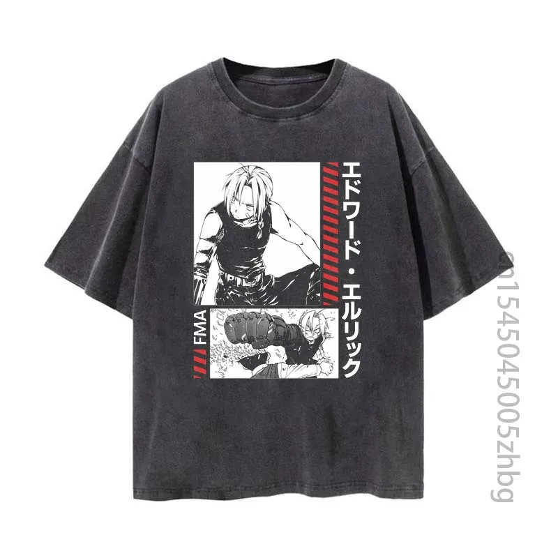 

Fullmetal Alchemist Anime Woman Shirt Streetwear Harajuku Vintage Distressed Tshirt Manga Graphic T Shirt Men Tops Tees