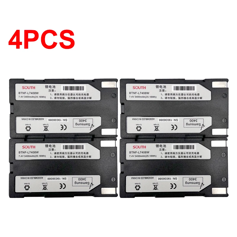 4pc GPS RTK 7.4V 3400mAh BTNF-L7408W Battery For South 9600 S82 Series GPS S82 S86 S82T S86T GNSS Surveying Instruments