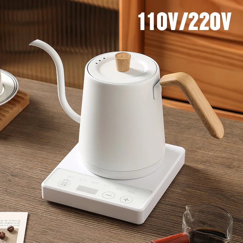 800ml Gooseneck Electric Kettle Hand Brew Coffee Pot Smart Teapot Temperature Control Pot 1000W Rapid Heating Kettle 110V/220V