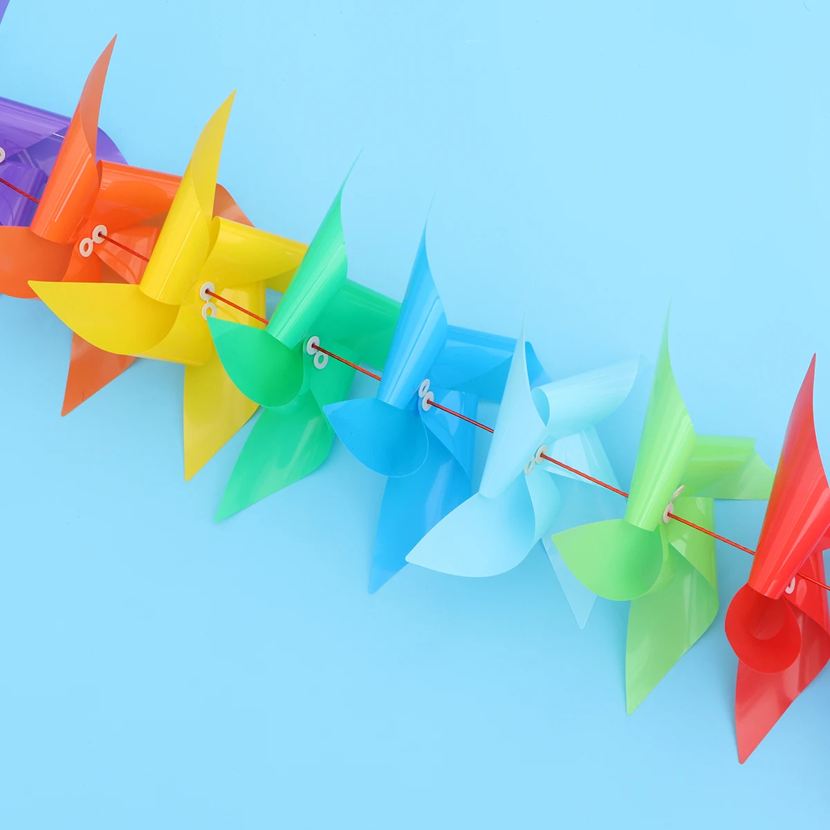 

100pcs Plastic String Cloth Rope Foldable Whirligig Wheels Outdoor Garden Camping Party Decoration Bright Colorful Windmill
